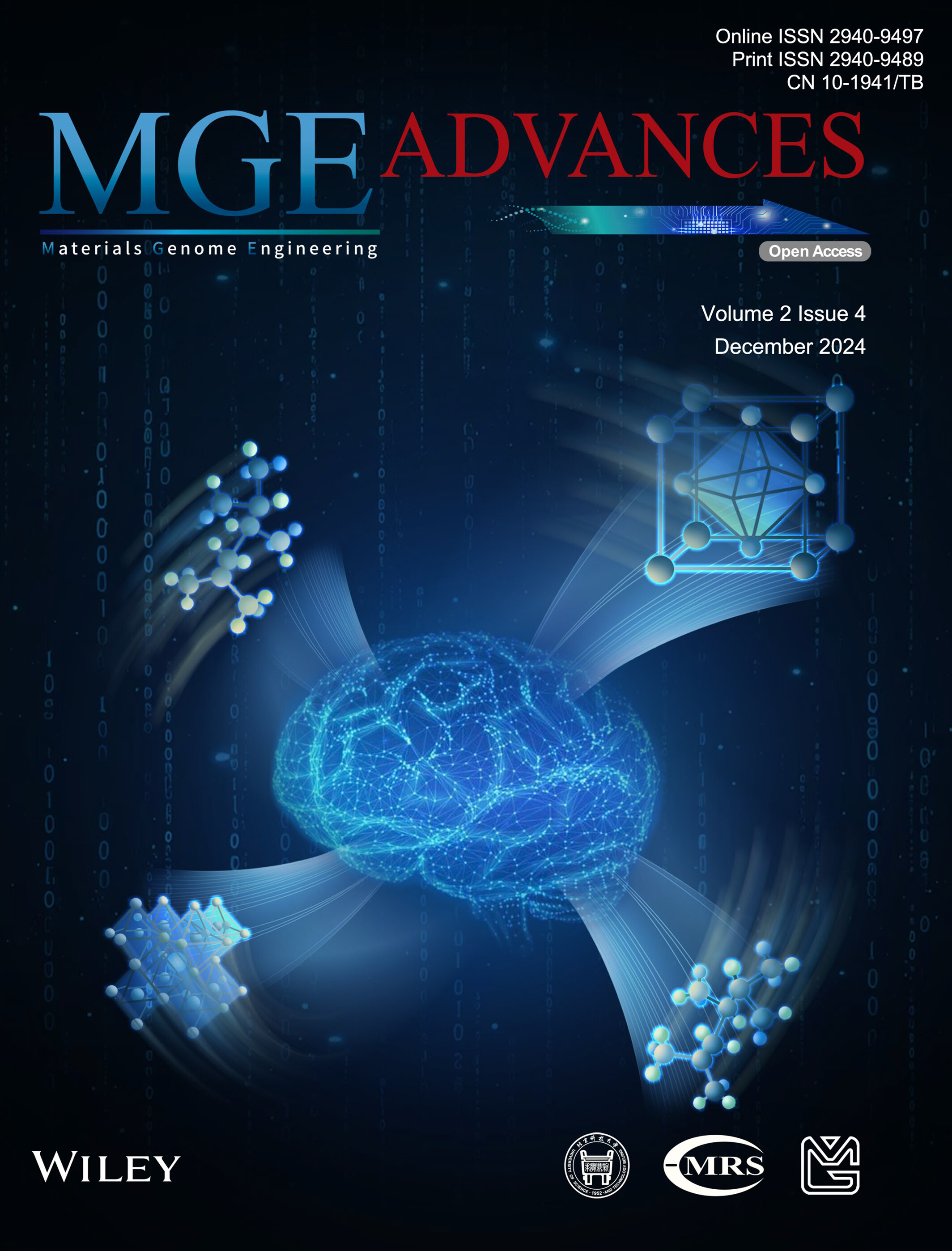 Materials Genome Engineering Advances: Volume 2, Issue 4 Machine learning assisted design of materials